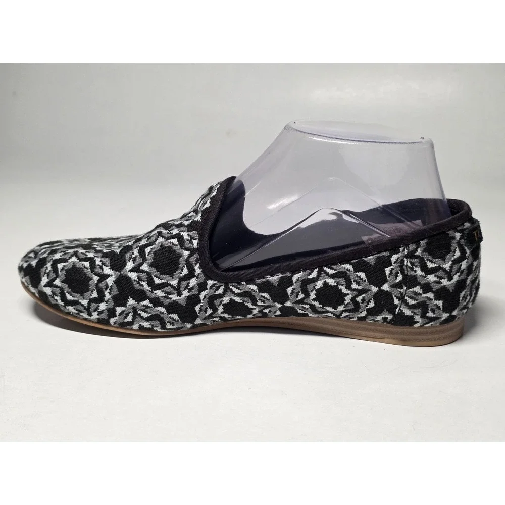 Toms Women's Shoes Size 7 Black Gray Darcy Slip On Flats Comfort Ballets